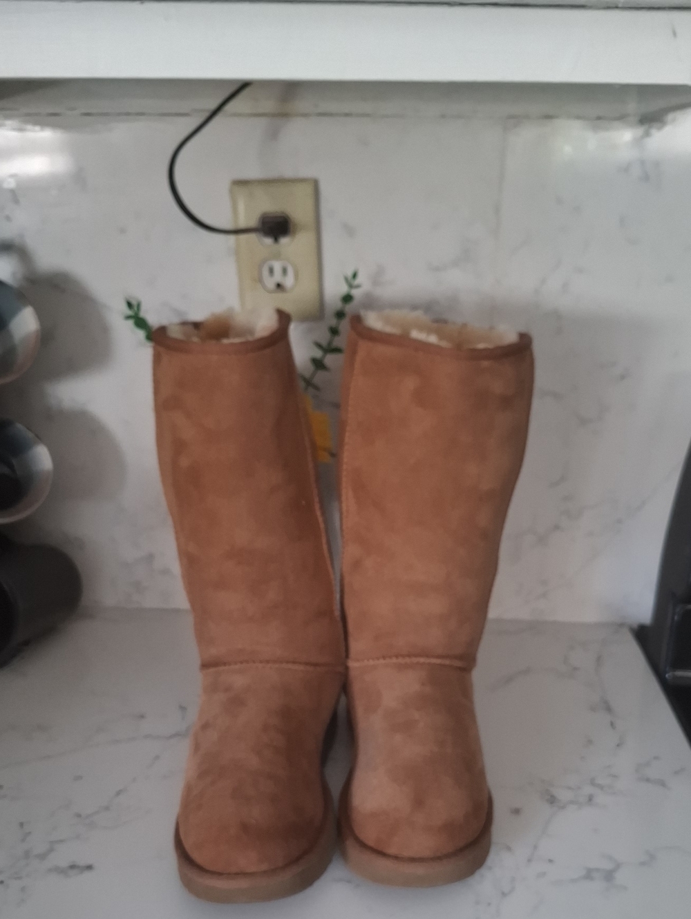 UGG Chestnut Suede Mid-Calf Shearling Boots - Women
